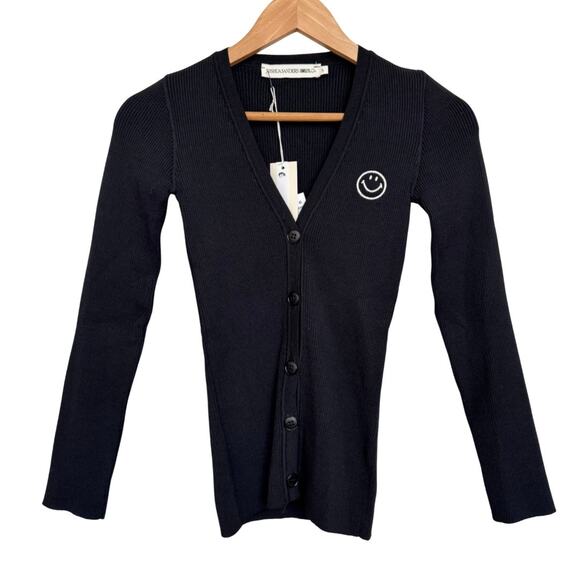 NWT Joshua Sanders Ribbed Smiley Logo Cardigan Sweater Black – Size S Italy - Picture 3 of 6